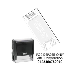 Bank Deposit Stamp Custom Bank Endorsement Custom Business Check Stamp Mobile Deposit Stamp Back of Check Stamp Check Stamper