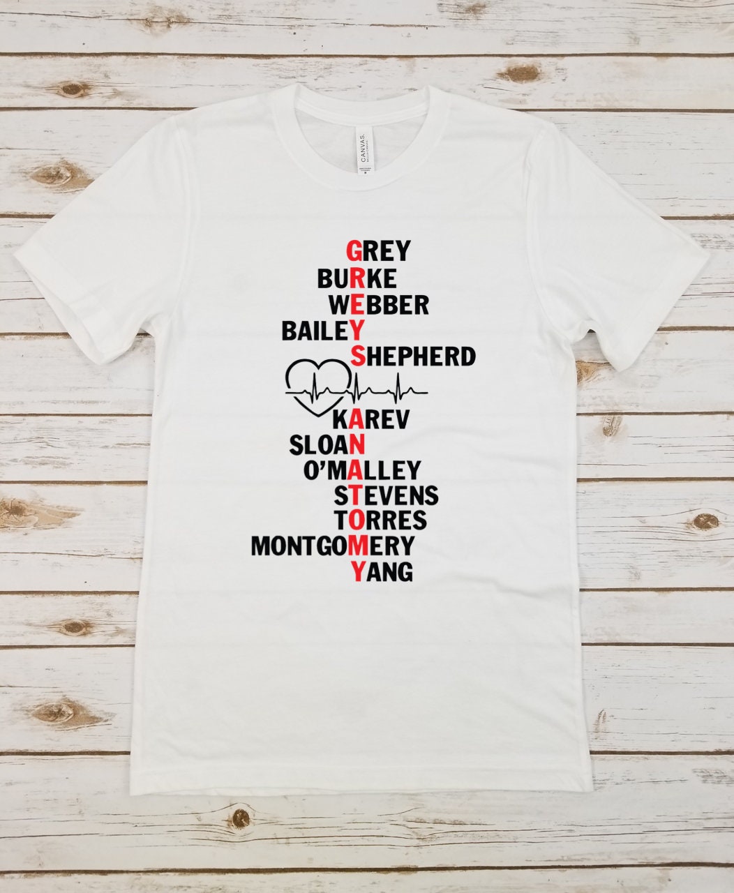 Grey's Anatomy cast names unisex tshirt. Greys Anatomy | Etsy