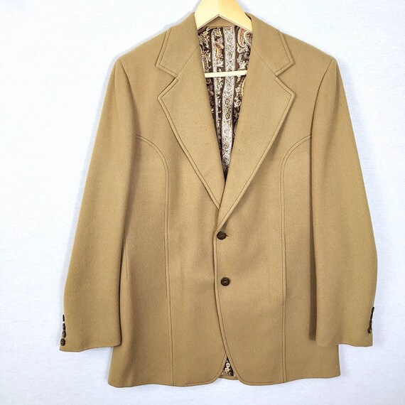 Vintage Union Made 70s Wool Tan Camel Overcoat Top