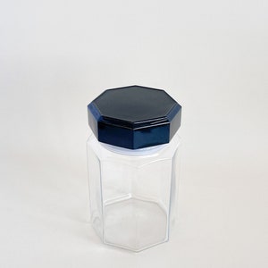 Octime glass jar Arcoroc France, Vintage, Glass jar, 1980, Bulk storage, Kitchen container, Black, Minimalist