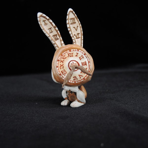 Rabbit With Clock Figurine - Etsy