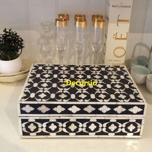Handgefertigte Knochen-Inlay Schwarze Geometrische Box / Geschenk-Box / Dekorative Box / Aufbewahrungsbox / Schmuckschatulle / Box