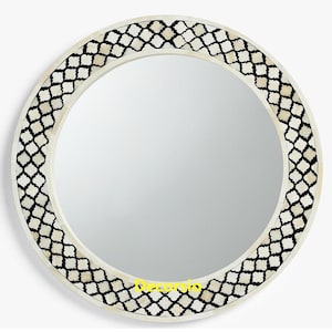 Handmade Bone Inlay Moroccan Patterned Mirror Frame with Free Mirror