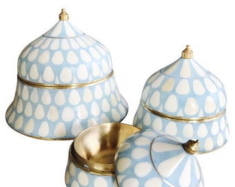 Handmade Bone Inlay Turquoise Suri Box: Round Jewelry Box