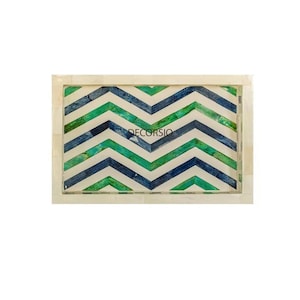 Handmade Bone Inlay Chevron Pattern Tray/ Decorative Tray /Serving Tray/ Dining Tray