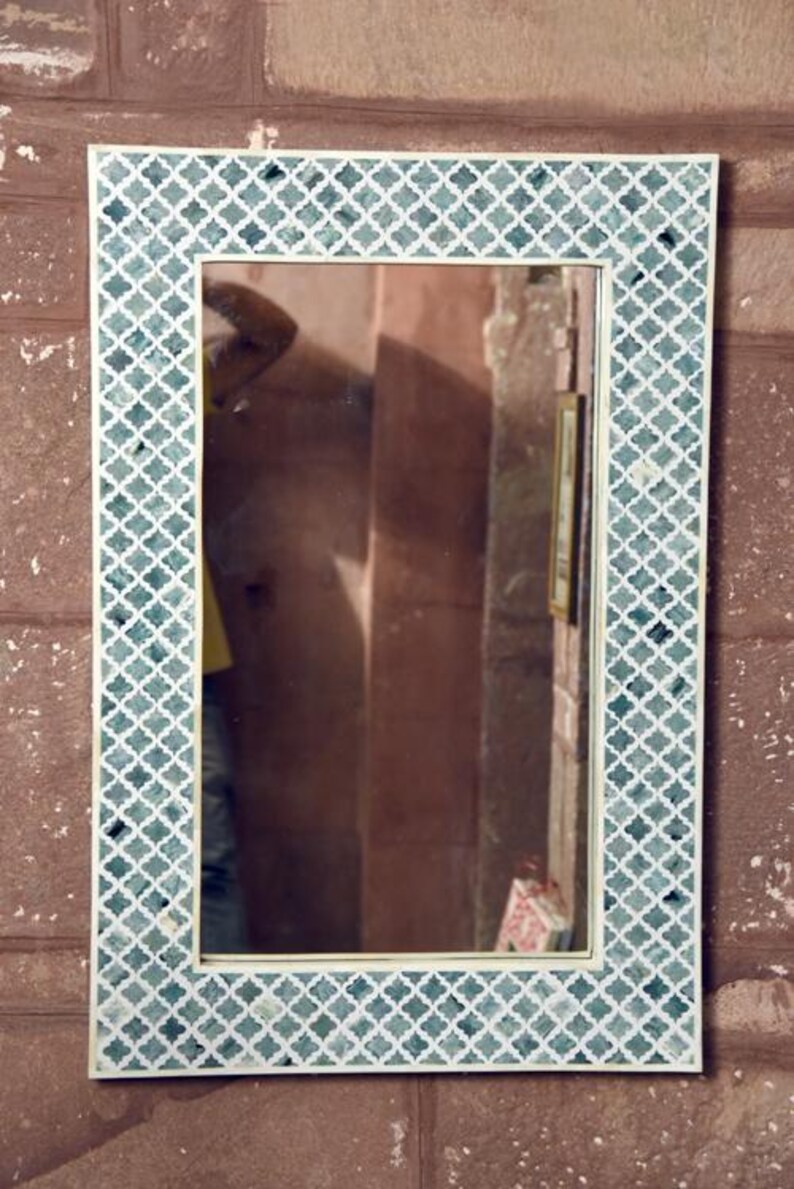 Handmade Bone Inlay Decorative Mirror, Bathroom Decor, Indian Art and Decor image 6