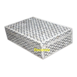 Handgefertigte Knochen Inlay Schwarz Geometrische Muster Box / Schmuckschatulle / Aufbewahrungsbox / Mehrzweckbox