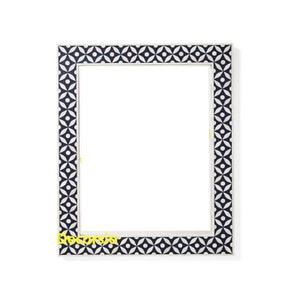 Handmade Black Bone Inlay Mirror Frame: Geometric Art Decor
