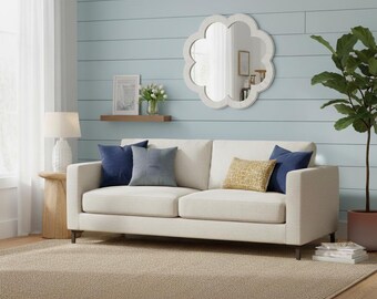 Handmade Bone Inlaid Flower Mirror Frame - 30" x 30" Wall Decor