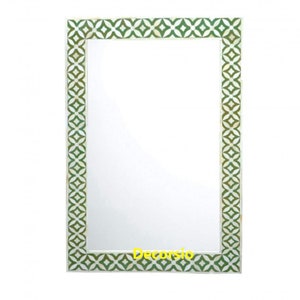 Handmade Green  Bone Inlay Moroccan Patterned Rectangular Mirror Frame with Free Mirror