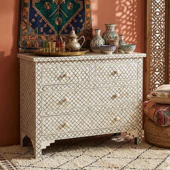 grey bone inlay dresser Handmade Geometric Dresser, Moroccan Nightstand, Entryway Table mermaid maternity dress
