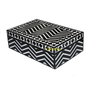Handmade Black Bone Inlay Chevron Pattern Jewelry Box / Decorative Box / Gift Box / Storage Box