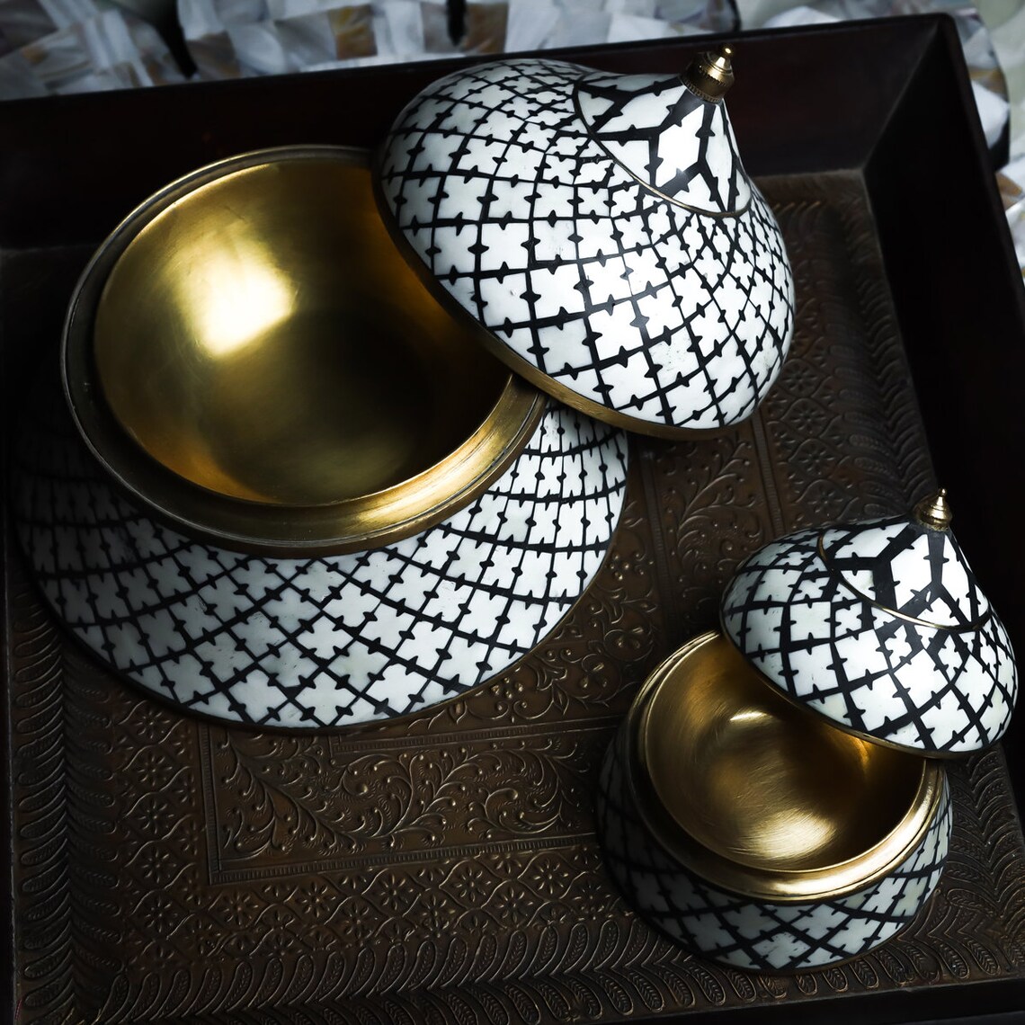 Handmade Bone Inlay Black Decorative Box / Jewelry Box/ Storage Box