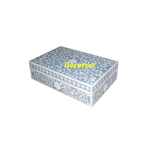 Handmade Grey Bone Inlay Floral Jewelry Box / Decorative Box / Gift Box / Storage Box