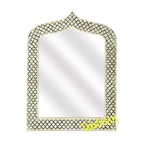 Handmade Bone Inlay Moroccan Patterned Mirror Frame with Free Mirror