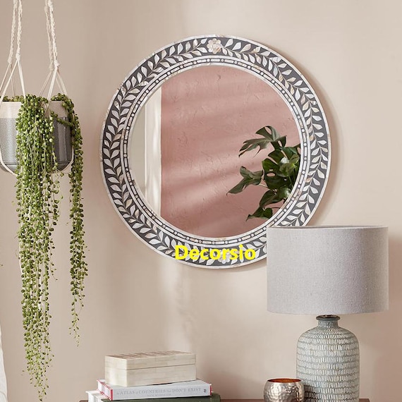 Mother Of Pearl Inlaid Round Mirror Mother Of Pearl Inlaid Round Mirror