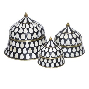 Bone Inlay Round Decorative Box: Handmade Patterned Storage