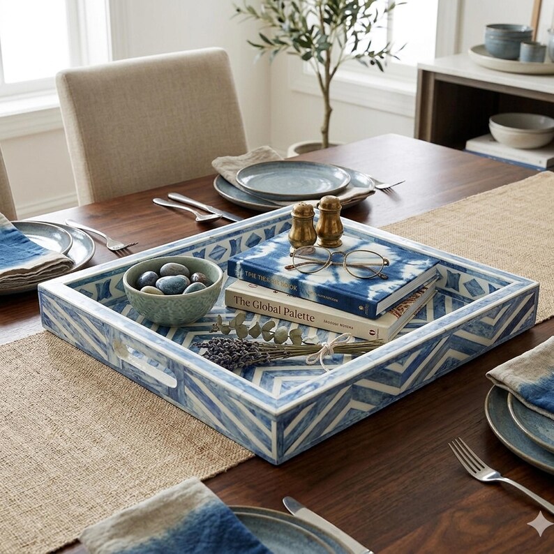 Table Decor, Chevron Pattern Decorative Tray image 2