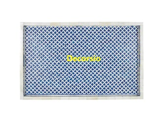 Handmade Blue Bone Inlay Fish Scale Pattern Decorative Tray / Serving Tray