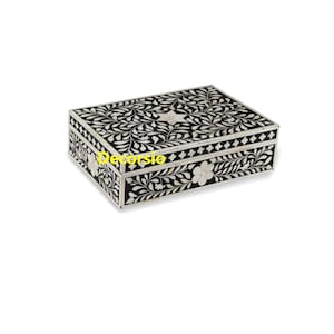 Handmade Bone Inlay Black Floral Box / Gift Box/ Decorative Box / Storage Box/ Jewelry Box