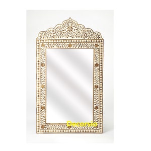 Handmade Bamboo Inlay Floral Pattern Mirror Frame with Free Mirror Frame