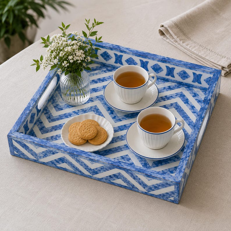 Table Decor, Chevron Pattern Decorative Tray image 4