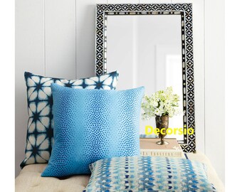 Handmade Mother of Pearl Inlay Mirror Frame: Black and White, 36" x 24"