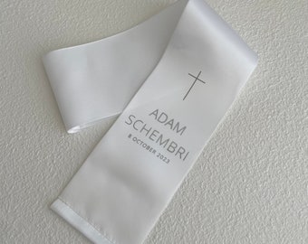 Single Side Satin Baptism Stole | Baptism Sash | Sacramental Stole | Christening Stole | Christening Sash