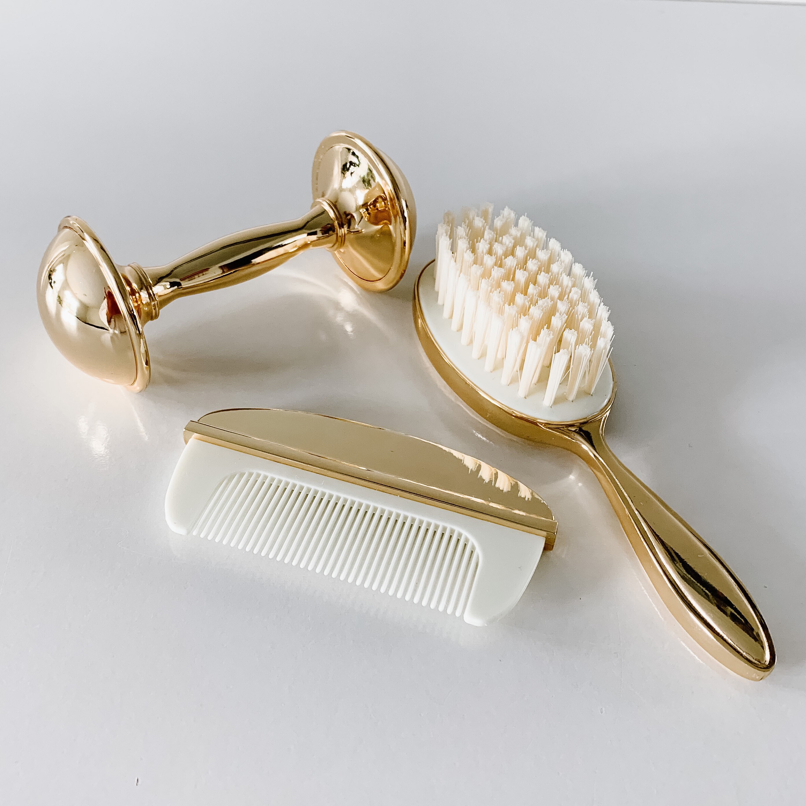Gold Plated Brush & Comb Set Keepsake Gift Baby Rattle Etsy