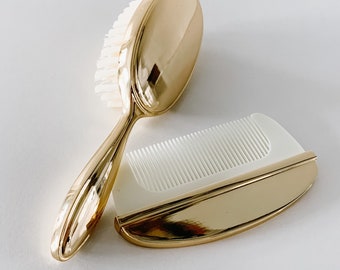 Gold Plated Brush & Comb Set | Keepsake Gift | Baby Keepsake