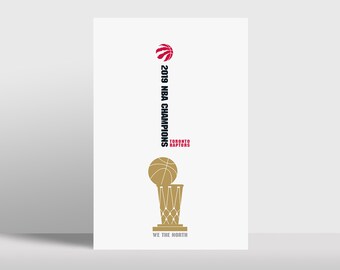 トロント ラプターズ 2019 NBA チャンピオン ポスター - ラリー オブライエン チャンピオンシップ トロフィー