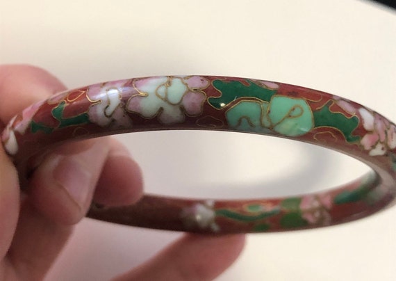 Vintage Cloissone Floral Enamel Bangle - image 1