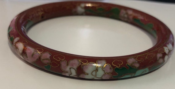 Vintage Cloissone Floral Enamel Bangle - image 3