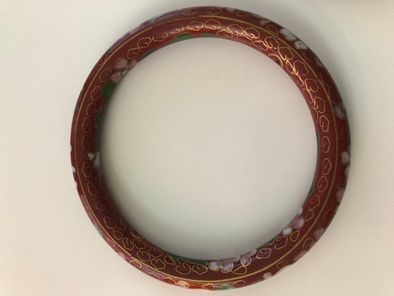 Vintage Cloissone Floral Enamel Bangle - image 2