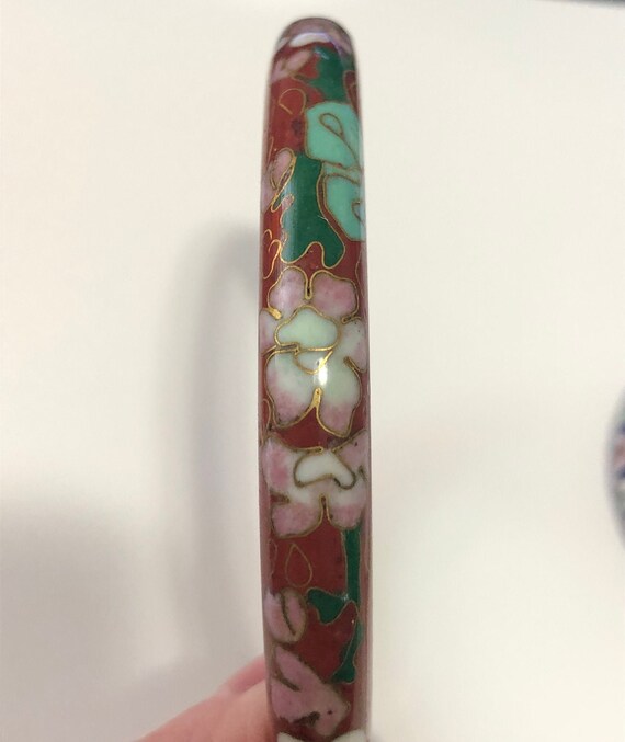 Vintage Cloissone Floral Enamel Bangle - image 4