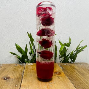 Wasserblumen-Schaltknauf, zylindrisch, Rose und Hortensie, rot