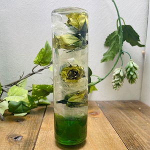 Underwater flower shift knob cylindrical type rose and hydrangea matcha