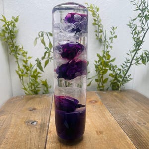 Unterwasserblumen-Schaltknauf, zylindrischer Typ Rose und Hortensie, Lila