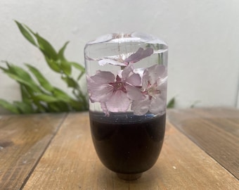 Botão de mudança de cor Water Flower, flor de cerejeira, preto