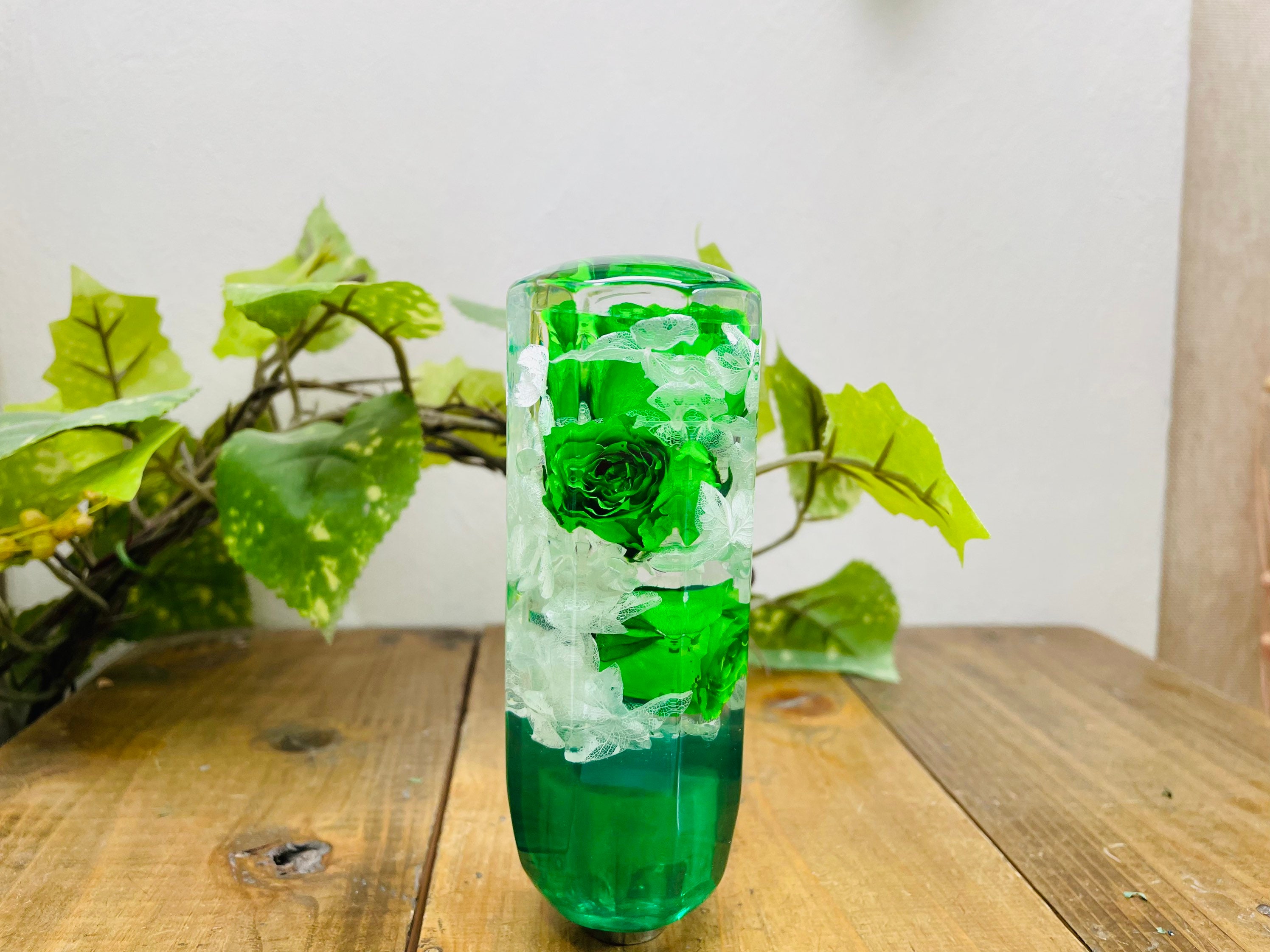 水中花シフトノブ 薔薇と紫陽花 緑 - Etsy 日本