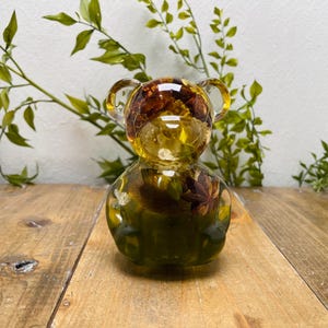 Perilla de cambio con diseño de flor submarina - Kuma-chan - Jardín de flores color caqui