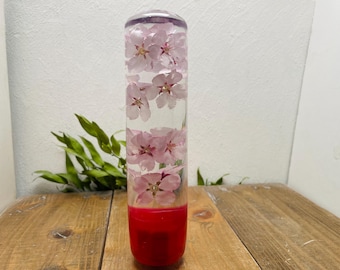 Submerged Flower Shift Knob, Cylindrical, Cherry Blossom, Red
