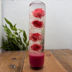 水中花シフトノブ　円柱型　薔薇と紫陽花　ピンク
