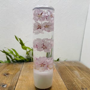 Submerged Flower Shift Knob, Cylindrical, Cherry Blossom, White
