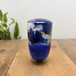 Pomo de palanca de cambios con diseño de flores submarinas: rosas e hortensias - Azul