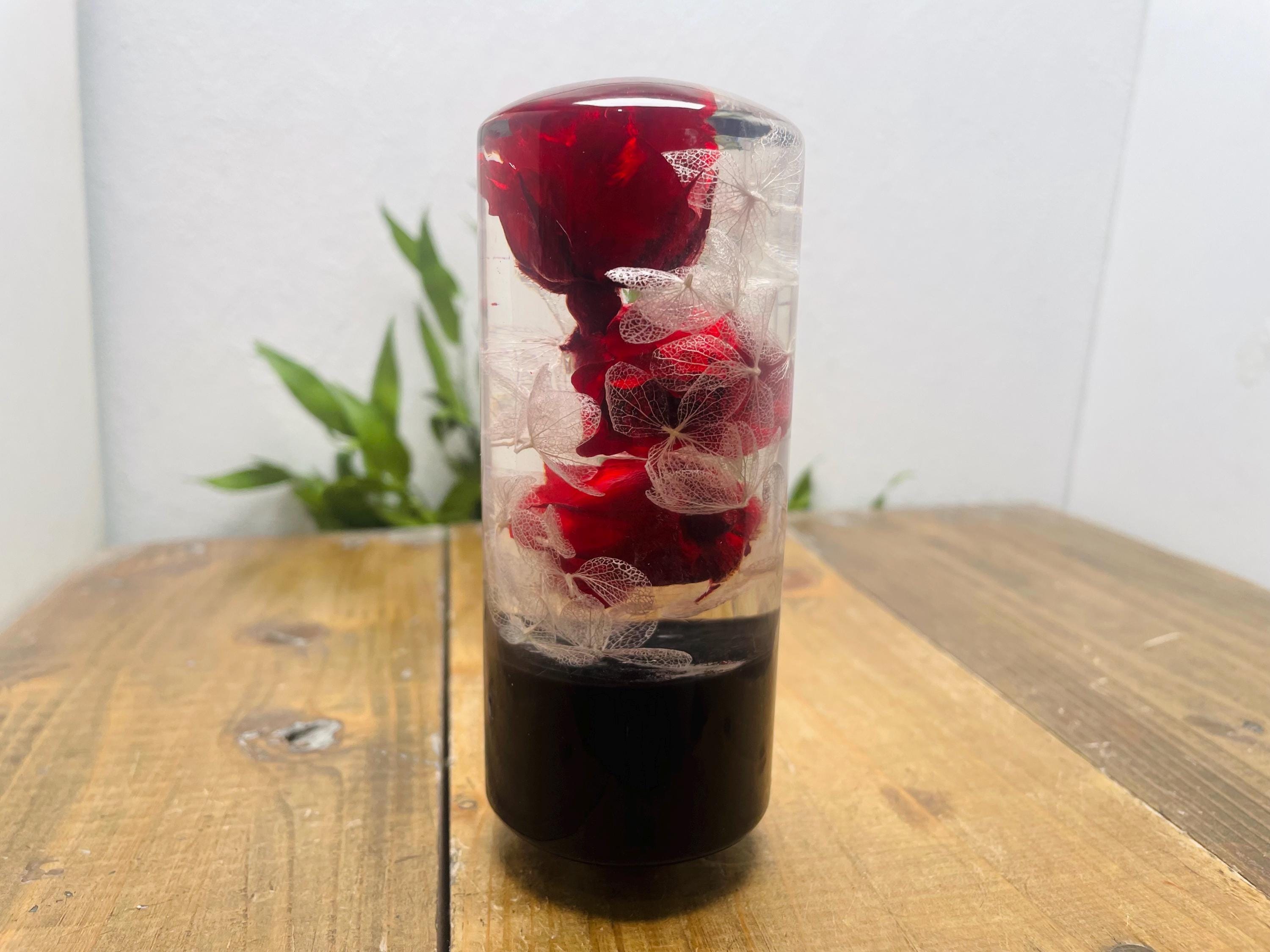 水中花シフトノブ 円柱型 薔薇と紫陽花 カリビアンブルー トラック