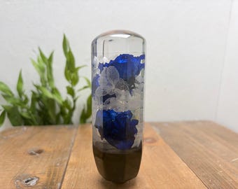Underwater Flower Shift Knob - Blue Roses and Hydrangeas - Black