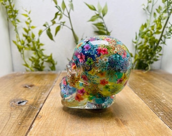 Underwater Flower Shift Knob, Skull, Small Flower Garden, Light Blue