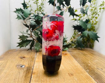 Underwater Flower Shift Knob - Red Roses and Hydrangeas - Black