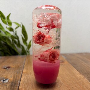 Pomo de palanca de cambios con diseño de flores submarinas, tipo cilíndrico, M, rosas e hortensias, rosa.
